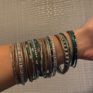Silver and turquoise bangles